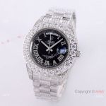 Day Date Rolex Diamond Bezel Replica Watch Stainless Steel Black Dial 43mm